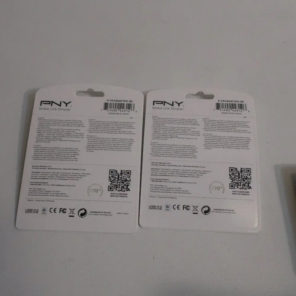 NIB PNY Lot of 2 Store Share & Transport Files 16GB USB Flash Drive